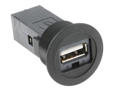09454521903 HARTING Straight, Panel Mount, Socket- Single Port Type A to A 2.0 USB Connector