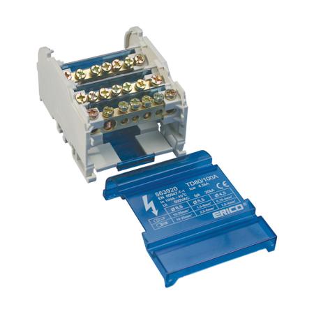 563920 nVent ERIFLEX Distribution Block, 4 Way, 10 → 25mm², 100A, 500 V, Blue