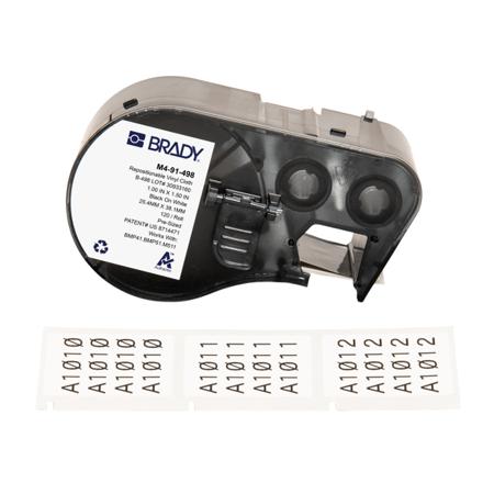 M4-91-498 Brady B-498 on Black on White Label, 25.40 mm Width