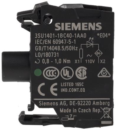 3SU1401-1BC40-1AA0 Siemens SIRIUS ACT 3SU14 Series Light Block, 110V ac