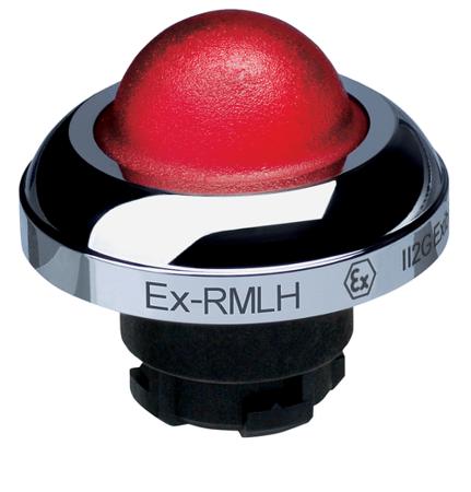 EX-RMLHRT Schmersal EX-RMLH Series Red Illuminated Momentary Push Button Head, 22.3mm Cutout, IECEx