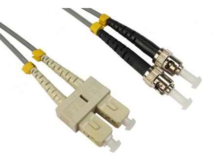284-6850 RS PRO ST to SC Duplex Multi Mode OM1 Fibre Optic Cable, 3mm, Grey, 500mm