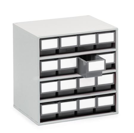 1630-3 Treston 16 Drawer Storage Unit, Plastic, 395mm x 400mm x 300mm, Grey