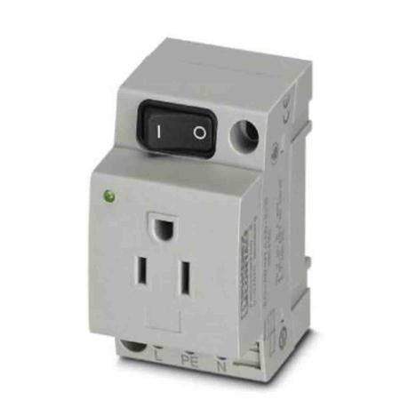 0804160 Phoenix Contact USA Mains Sockets, 15A, DIN Rail, 125 V
