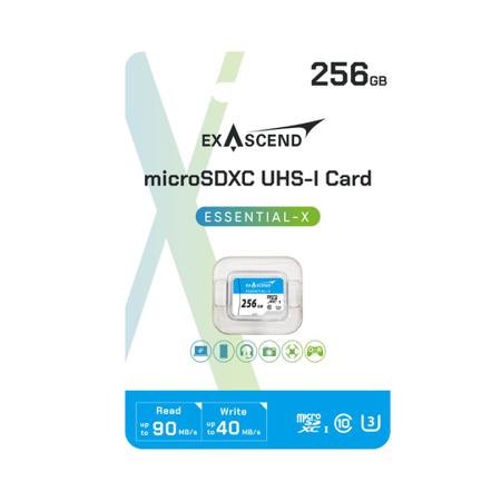 ES256GTFU3MP Exascend 256 GB MicroSDXC Micro SD Card, Class 10, UHS-1 (U3)