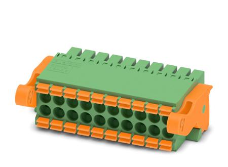1790564 Phoenix Contact, 3.5mm Pitch, DFMC 1.5/10-ST-3.5-LR, 20 Way, Pluggable Terminal Block, Plug, Cable Mount, Spring Cage