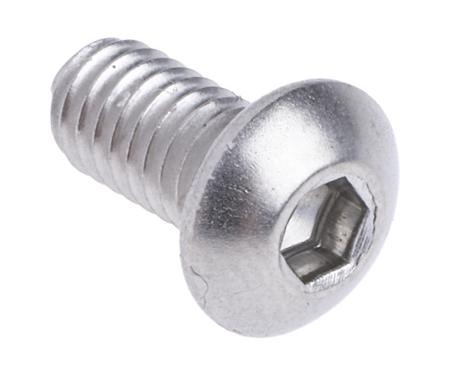 232-8170 RS PRO Stainless Steel Hex Socket Button Screw, ISO 7380, M4 x 8mm
