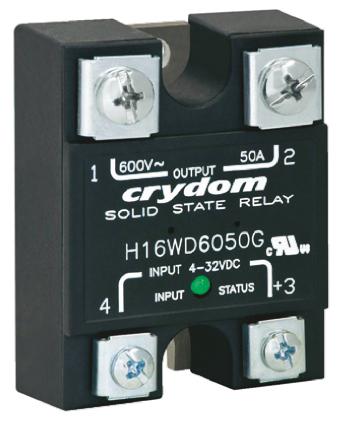 H16WD6050G Sensata Crydom H16WD Series Solid State Relay, 50 A Load, Panel Mount, 660 V ac Load, 32 V dc Control