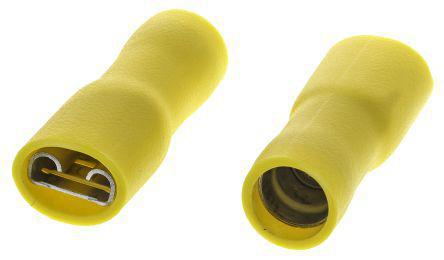 FDFD5-250 RS Pro FDFD5 Series Yellow Insulated Crimp Receptacle, 6.35 x 0.8mm, 4mm² to 6mm², 12AWG to 10AWG, Copper Plated