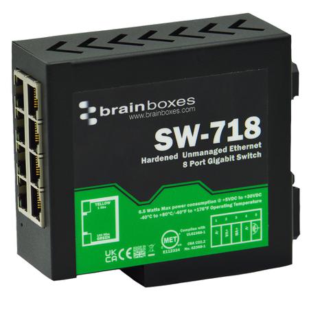 SW-718 Brainboxes SW 718, Unmanaged 8 Port Ethernet Switch