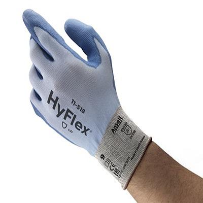 11518PRO090 Ansell HyFlex 11-518 Blue Dyneema Diamond Technology, Nylon, Spandex Abrasion Resistant, Cut Resistant Gloves, Size 9,