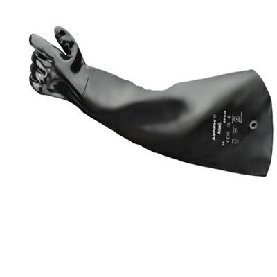 9430100 Ansell AlphaTec 09-430 Black Cotton, Jersey Chemical Resistant Work Gloves, Size 10, Neoprene Coating