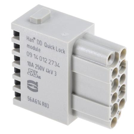 09140122734 HARTING Heavy Duty Power Connector Module, 10A, Female, Han-Modular Series, 12 Contacts
