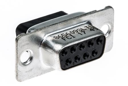 865609SLTLF Amphenol Communications Solutions 8656 9 Way Cable Mount D-sub Connector Socket, 2.74mm Pitch