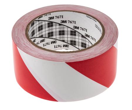 767 3M i Red, White PVC 33m Lane Marking Tape, 0.13mm Thickness