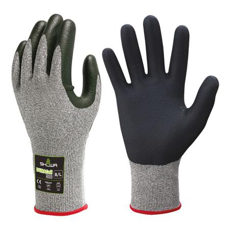 SHO3861 Showa 386 Grey HPPE, Polyester Abrasion Resistant, Cut Resistant Work Gloves, Size Small, Microporous Nitrile Coating