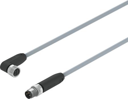 NEBA-M8W3-U-0-5-N-M8G3 Festo Right Angle Male 3 way M8 to Straight Female 3 way M8 Actuator/Sensor Cable, 500mm