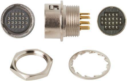 HR10G-13R-20SB-73- Hirose HR10 Series, 20 Pole Panel Mount Micro Connector Socket, 13mm Shell Size, Female Contacts, Push-Pull Mating