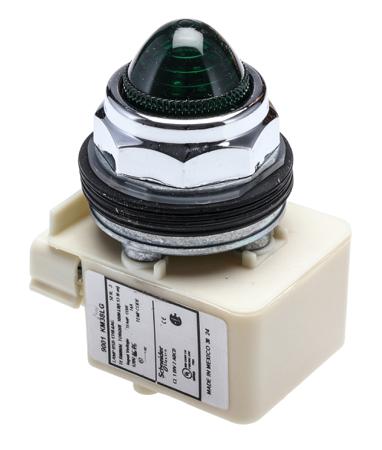 9001KP38LGG9 Schneider Electric Harmony 9001K Green LED Pilot Light, 30mm Cutout, IP66, 120 V ac/dc