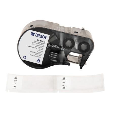 M4-51-427 Brady B-427 on Black on White, Transparent Label, 25.40 mm Width, 25.40mm Label Width