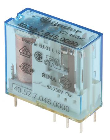 40-52-7-048-0000 Finder DPDT PCB Mount Non-Latching Relay, 48V dc Coil