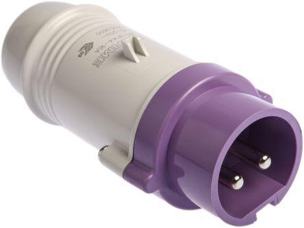 668-5357 RS Pro IP44 Purple Cable Mount 2P Industrial Power Plug, Rated At 16A, 24 V