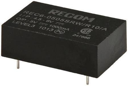 REC6-4815DRW-R10-A Recom REC6 6W Isolated DC-DC Converter Through Hole, Vin 36 → 75 V dc, Vout ±15V dc, I/O isolation 10kV