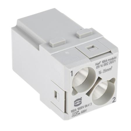09140022651 HARTING Heavy Duty Power Connector Module, 100A, Male, Han-Modular Series, 2 Contacts