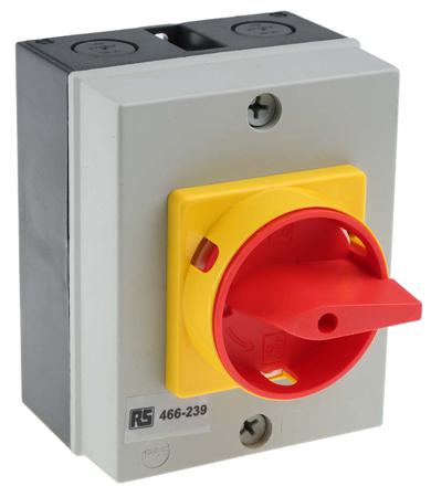 466-239 RS PRO 4P Pole DIN Rail Isolator Switch - 40A Maximum Current, 15kW Power Rating, IP65