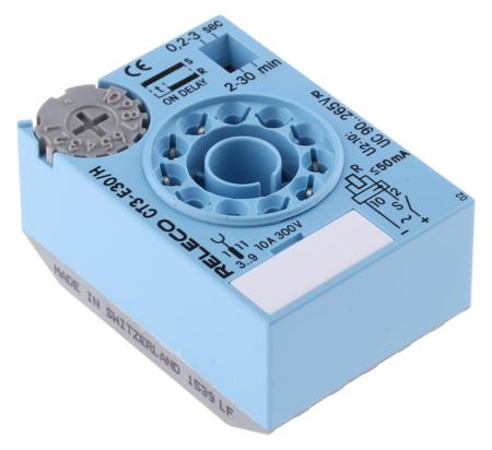 CT3-E30 / H Releco CT3-E Series Plug In Timer Relay, 90 → 265V ac/dc, 0.2 → 30 min, 0.2 → 30s, 1-Function
