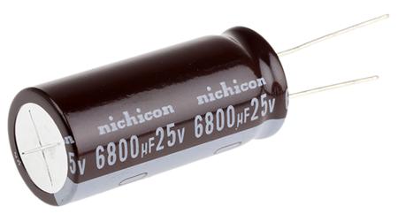 UPW1E682MHD Nichicon 6800μF Aluminium Electrolytic Capacitor 25V dc, Radial, Through Hole -