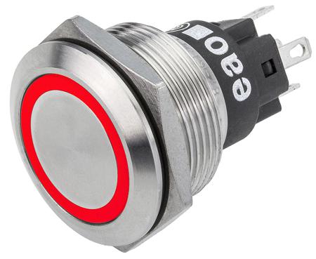 82-6153.1113 EAO 82 Series Illuminated Push Button Switch, Momentary, Panel Mount, 22.3mm Cutout, SPDT, Red LED, 240V, IP65, IP67