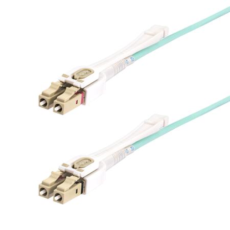 450FBLCLC5PP StarTech.com LC to LC Duplex Multi Mode OM4 Fibre Optic Cable, Light Blue, 5m