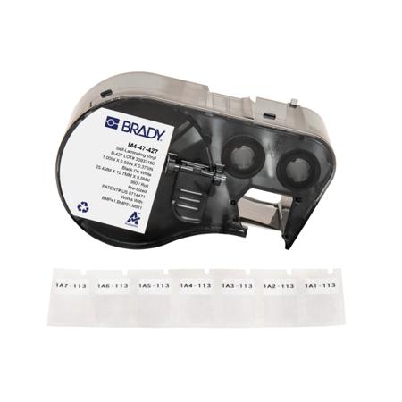 M4-47-427 Brady B-427 on Black on White, Transparent Label, 12.70 mm Width, 12.70mm Label Width