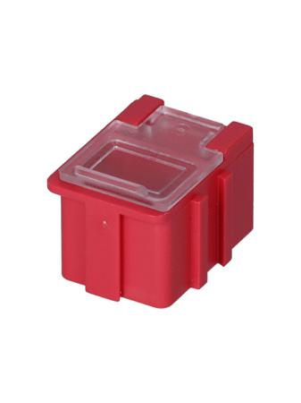 8150002 Licefa 1 Cell Red, Transparent Compartment Box, 21mm x 21.8mm x 29.4mm