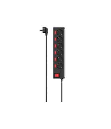 00223158 Hama 6 Gang Power Distribution Unit, 1.4m Cable, 16A, 250 V, Surge Protected