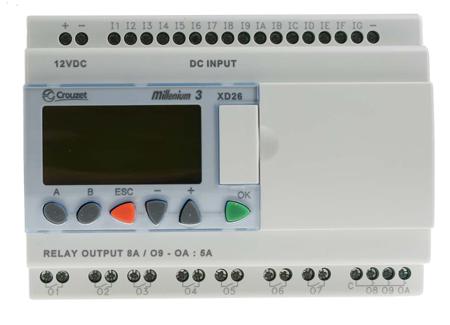 88970165 Crouzet Millenium 3 Series Logic Module, 12 V dc Supply, Relay Output, 16-Input, Analogue, Digital Input