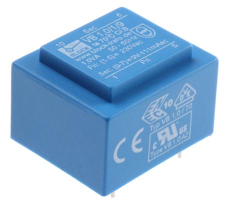 VB 1,0/1/9 Block 9V ac 1 Output Through Hole PCB Transformer, 1VA