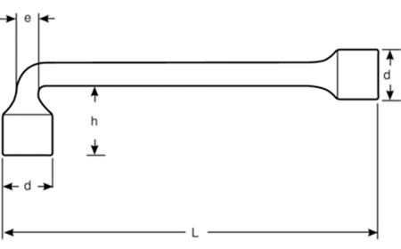 28M-17 Socket Wrench, Bi-Hex x Hex Drive No Bahco with Offset Handle 17 mm
