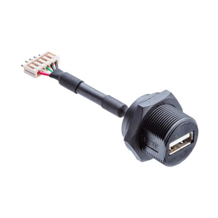 UA-20PMFP-SC8002 Amphenol Industrial Horizontal, Front Mount, Plug Type A 2.0 IP68 USB Connector
