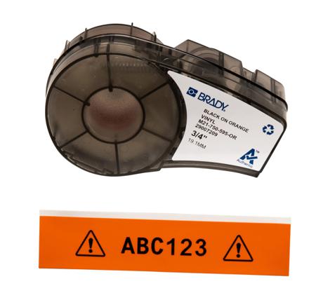 M21-750-595-OR Brady B-595 Black on Black on Orange Label Printer Tape, 6.4 m Length, 19.05 mm Width