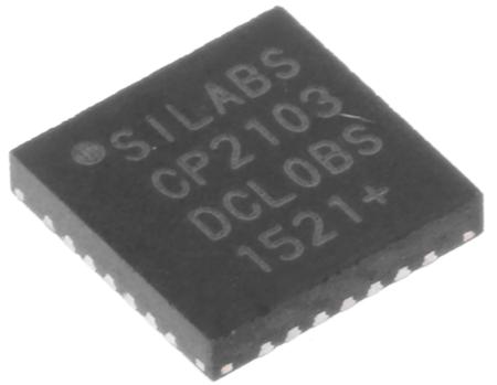 CP2103-GM Silicon Labs , USB Controller, 12Mbps, USB to UART, 3.3 V, 28-Pin QFN