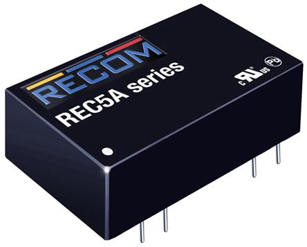 REC5A-2405SW/H2/X1 Recom REC5A DC-DC Converter, 5V dc/ 1A Output, 18 → 36 V dc Input, 5W, Through Hole, +68°C Max Temp -40°C Min