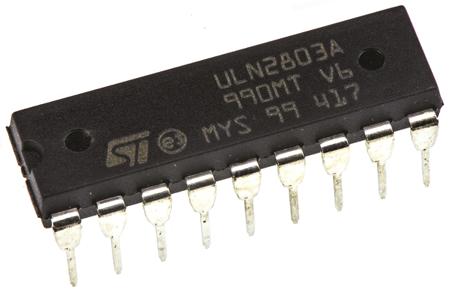 ULN2803A STMicroelectronics  Octal NPN Motor Driver IC, 500 mA 50 V HFE:1000, 18-Pin PDIP