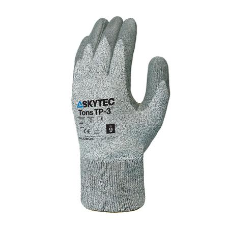 TNS0404 Skytec Tons TP-3 Grey 13 Gauge HPPE, Nylon Abrasion Resistant, Cut Resistant Work Gloves, Size XL, Polyurethane Coating