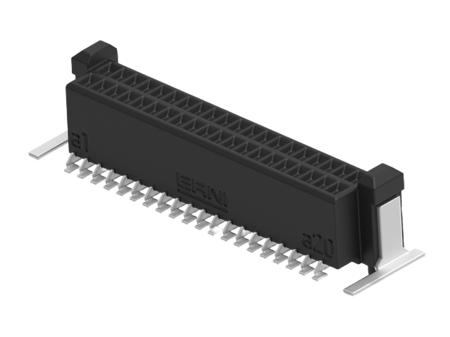 294005-E ERNI ERNI MicroCon Series Vertical Surface Mount PCB Socket, 40-Contact, 2-Row, 0.8mm Pitch, Surface Mount Termination