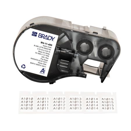 M4-11-499 Brady B-499 on Black on White Label, 19.05 mm Width