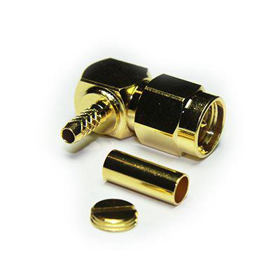 283-7147 RS PRO, Plug Cable Mount SMA Connector, 50Ω, Crimp, Solder Termination, Right Angle Body