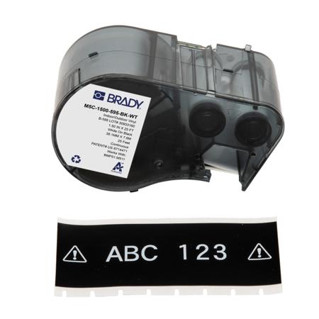 M5C-1500-595-BK-WT Brady B-595 on White on Black Label, 38.10 mm Width