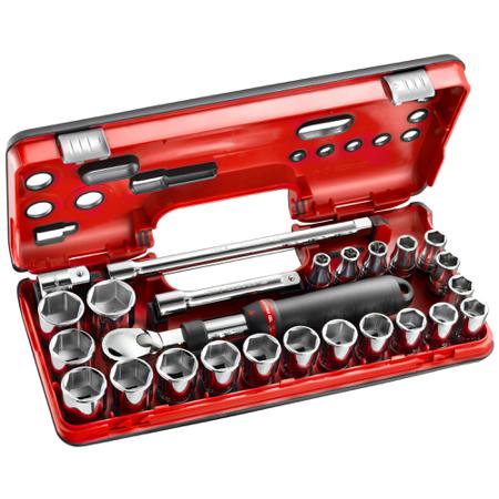 SXL.DBOX2 Facom 25-Piece Metric 1/2 in Standard Socket Set with Ratchet, 6 point